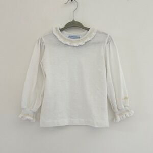 Vintage OshKosh B'Gosh Girls 3T White Lace Ruffle Collar Long Sleeve Top USA 90s